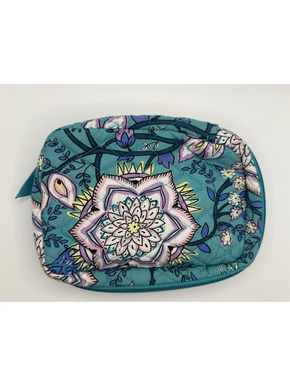 Vera Bradley COMPACT TRAVEL COSMETIC Jewelry POUCH PEACOCK GARDEN Pattern